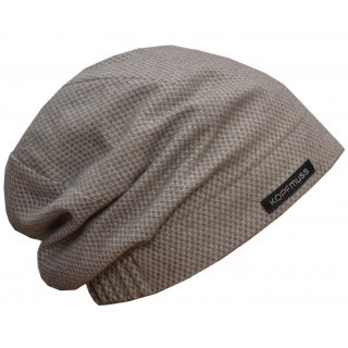 Kopfmuss - Damen Ungeftterte Flanellmtze Winterjacquard Hellgrau/Ecru S
