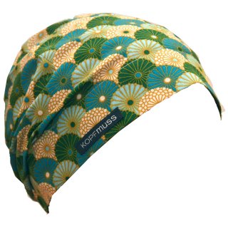 KOPFMUSS - ungeftterte Sommermtze M Ornamente Farngrn/Wei/Aqua