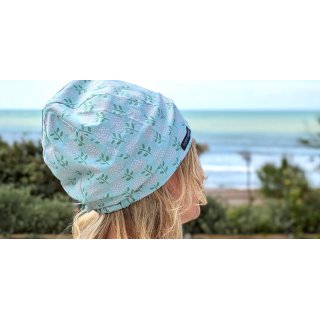 KOPFMUSS - ungeftterte Sommermtze S Pusteblume Aqua/Ros/Farngrn