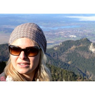 KOPFMUSS� - �bergangsm�tze mit Jerseyfutter XS blumenmeer blau