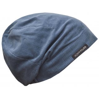 KOPFMUSS ? Wintermtze mit Sweatshirtfutter XL cord taubenblau