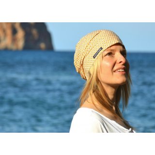KOPFMUSS - ungeftterte Sommermtze XS polkapunkte aqua/weiss