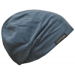 KOPFMUSS - ungeftterte Cordmtze XL taubenblau