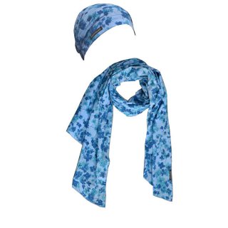 Sommermtze&Schal XS blumenmeer blau